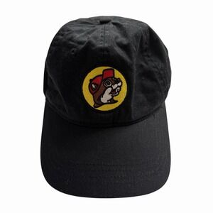 Buc-ee's Beaver Logo Black Cotton Strapback Hat Baseball Cap One Size OSFM Texas